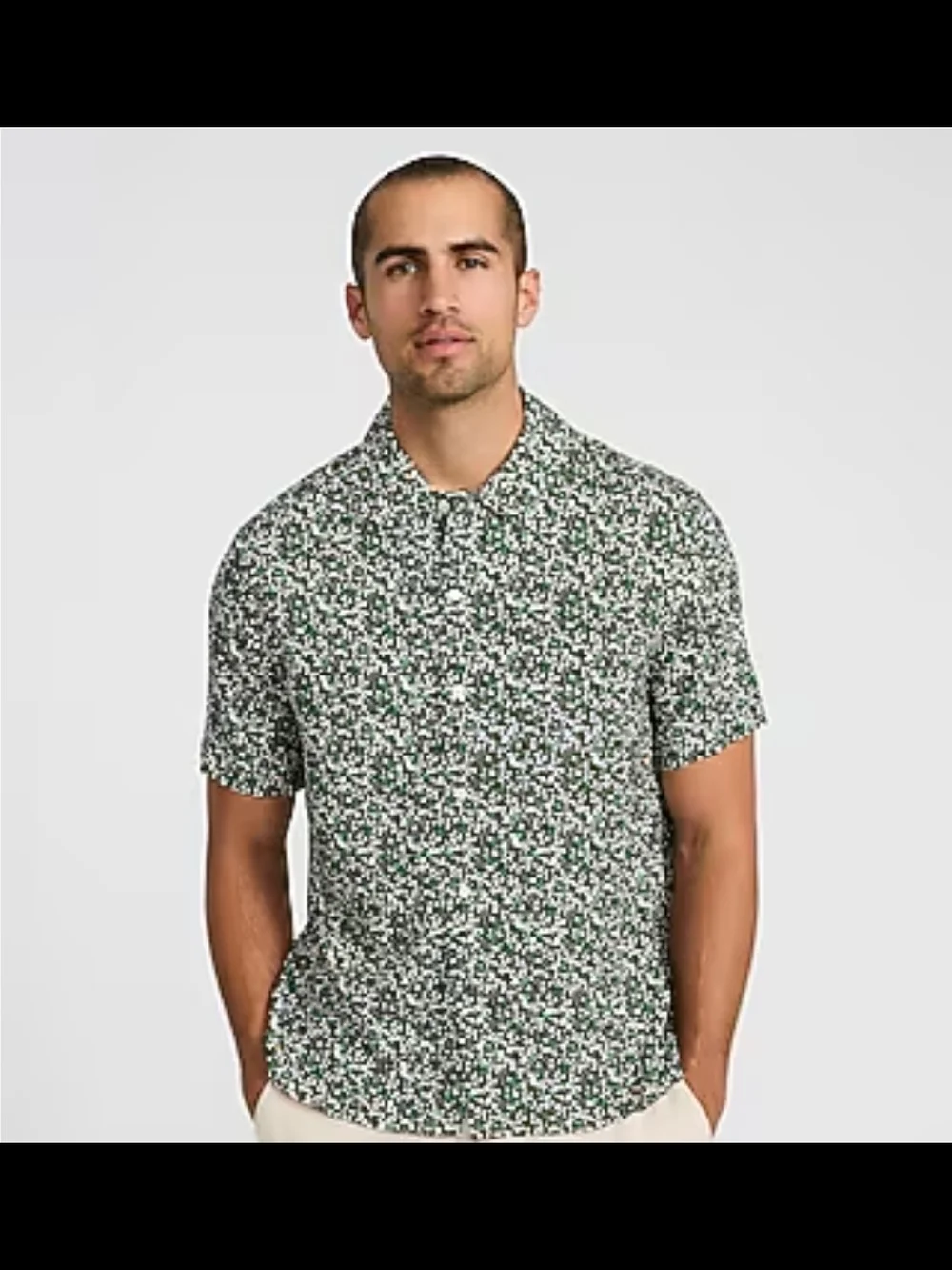 J. Crew Daisy Floral Print Short Sleeve Linen Shirt Men's Slim M